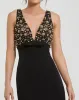 Black Crepe Sleeveless Beaded V Neck Gown With Bow sold by Mac Duggal