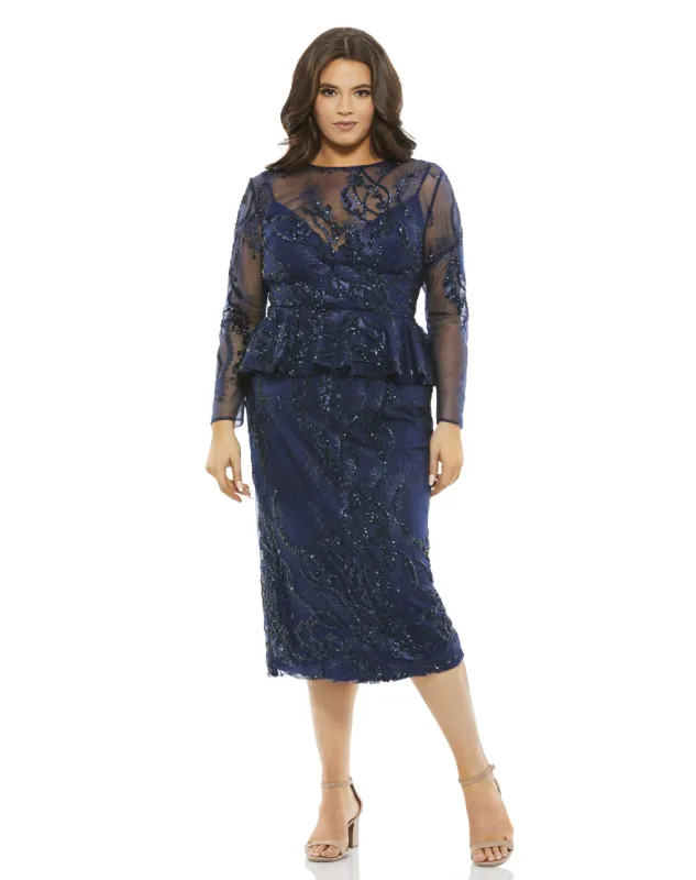 Embellished Peplum Midi Sheath Dress (Plus) - FINAL SALE sold by Mac Duggal