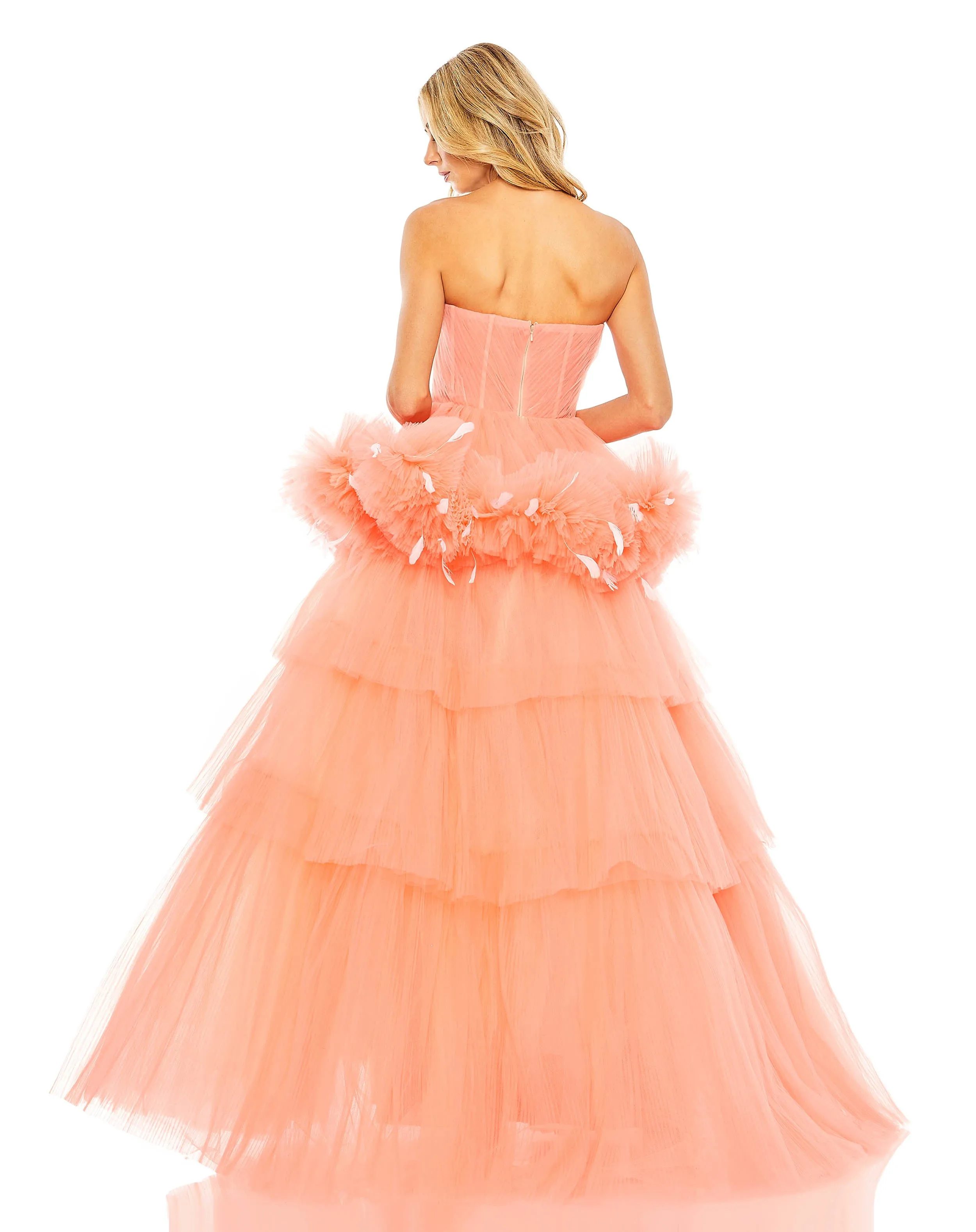 Pink Strapless Tulle Gown with Feather Detail - FINAL SALE sold by Mac Duggal product image thumbnail 3