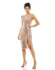 Pink Sequined Flutter One Shoulder Fitted Midi Dress sold by Mac Duggal