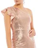 Pink Sequined Flutter One Shoulder Fitted Midi Dress sold by Mac Duggal