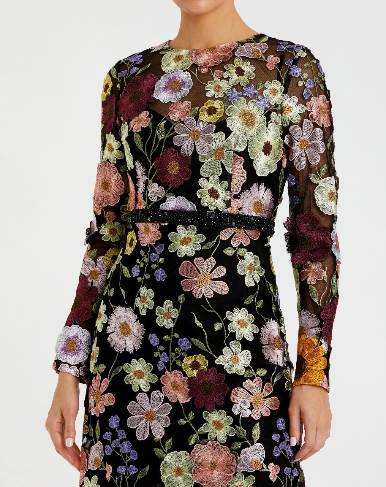 Multicolor Floral Embroidered A-Line Midi Dress sold by Mac Duggal product image thumbnail 2