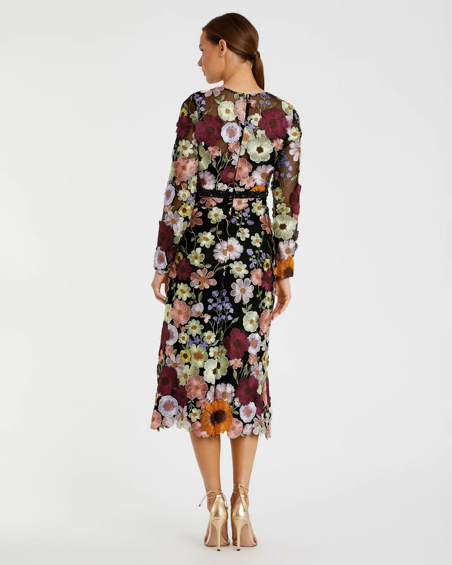 Multicolor Floral Embroidered A-Line Midi Dress sold by Mac Duggal product image thumbnail 3