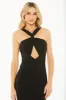 Black Knotted Halter Neck Keyhole Jersey Gown sold by Mac Duggal