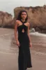 Black Knotted Halter Neck Keyhole Jersey Gown sold by Mac Duggal