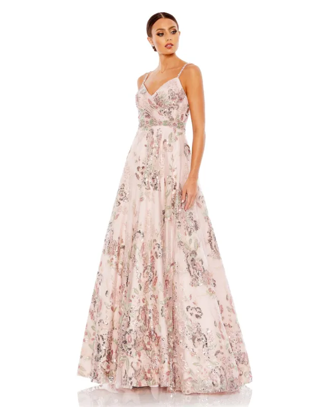 Embellished Spaghetti Strap A Line Gown sold by Mac Duggal