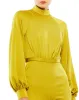 Green Satin Raglan Long Sleeve High Neck Jumpsuit sold by Mac Duggal