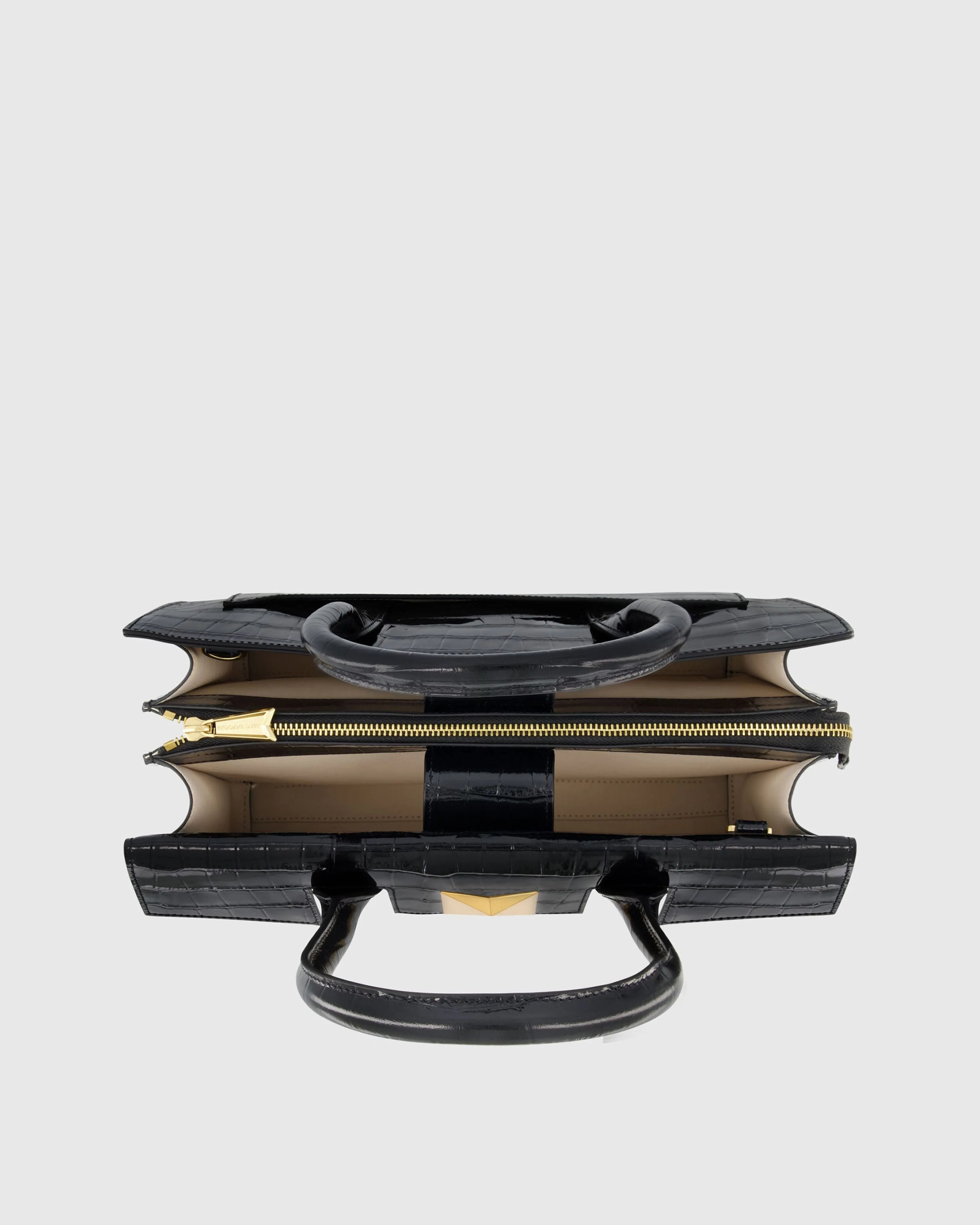 Black Crocodile Leather Tote Bag With Gold Hardware sold by Mac Duggal product image thumbnail 2