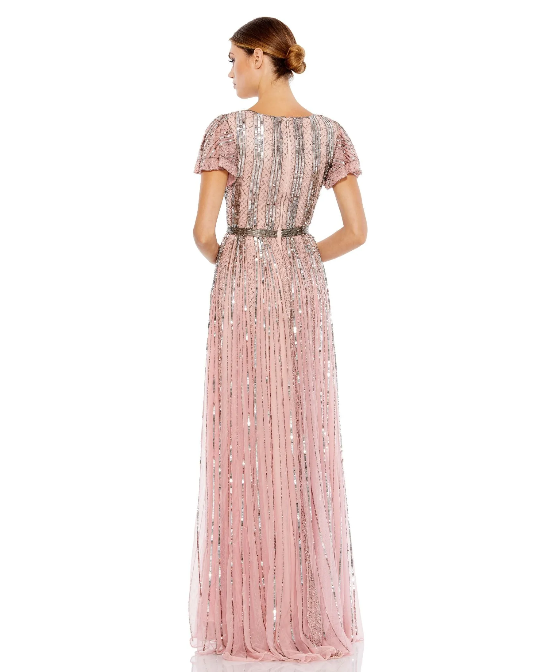 Pink Stripe Sequin V-Neck Gown - FINAL SALE sold by Mac Duggal product image thumbnail 3