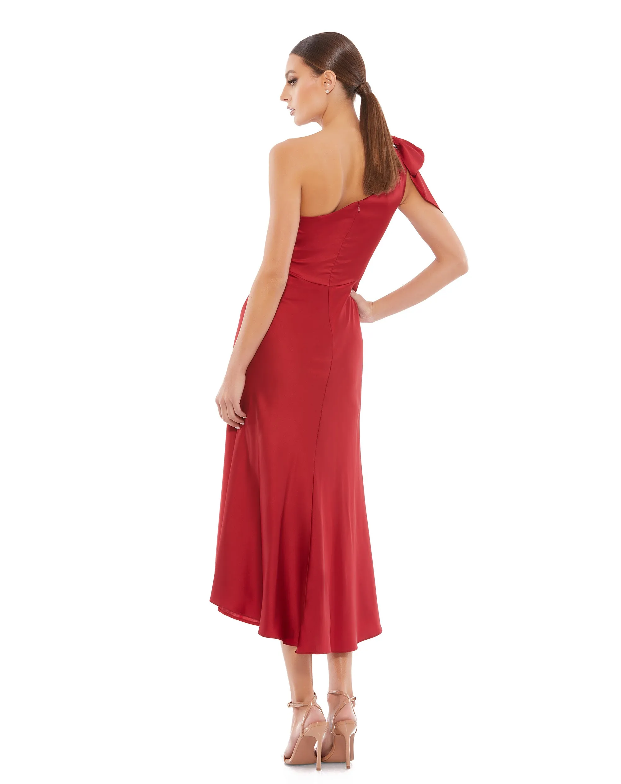 Red Satin One Shoulder Midi Dress - FINAL SALE sold by Mac Duggal product image thumbnail 2