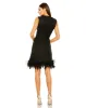 Black Shift Dress with Feather Trim sold by Mac Duggal