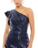 One Shoulder Ruffled Sequined Midi Dress sold by Mac Duggal