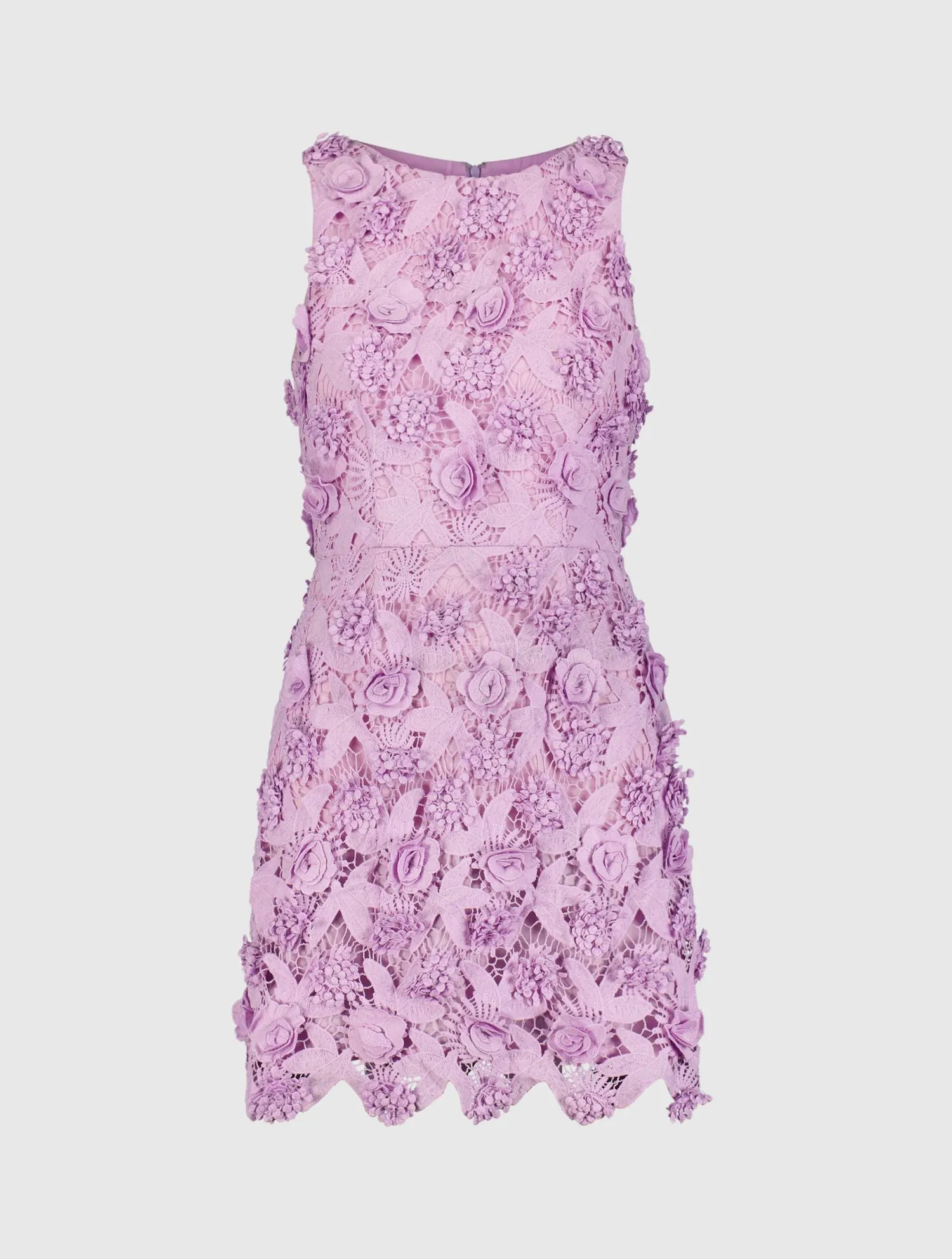 Purple Floral Lace Fitted Sleeveless Mini Dress sold by Mac Duggal product image thumbnail 2