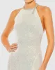 Sequined High Neck Rhinestone Trim Column Gown sold by Mac Duggal