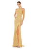 Sequined High Neck Rhinestone Trim Column Gown sold by Mac Duggal