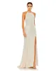 Sequined High Neck Rhinestone Trim Column Gown sold by Mac Duggal