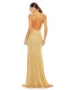 Sequined High Neck Rhinestone Trim Column Gown sold by Mac Duggal