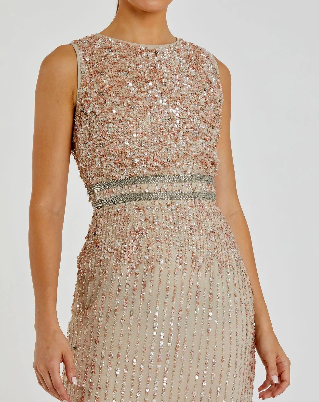 Sleeveless High Neck Beaded Midi Sheath Dress sold by Mac Duggal product image thumbnail 2
