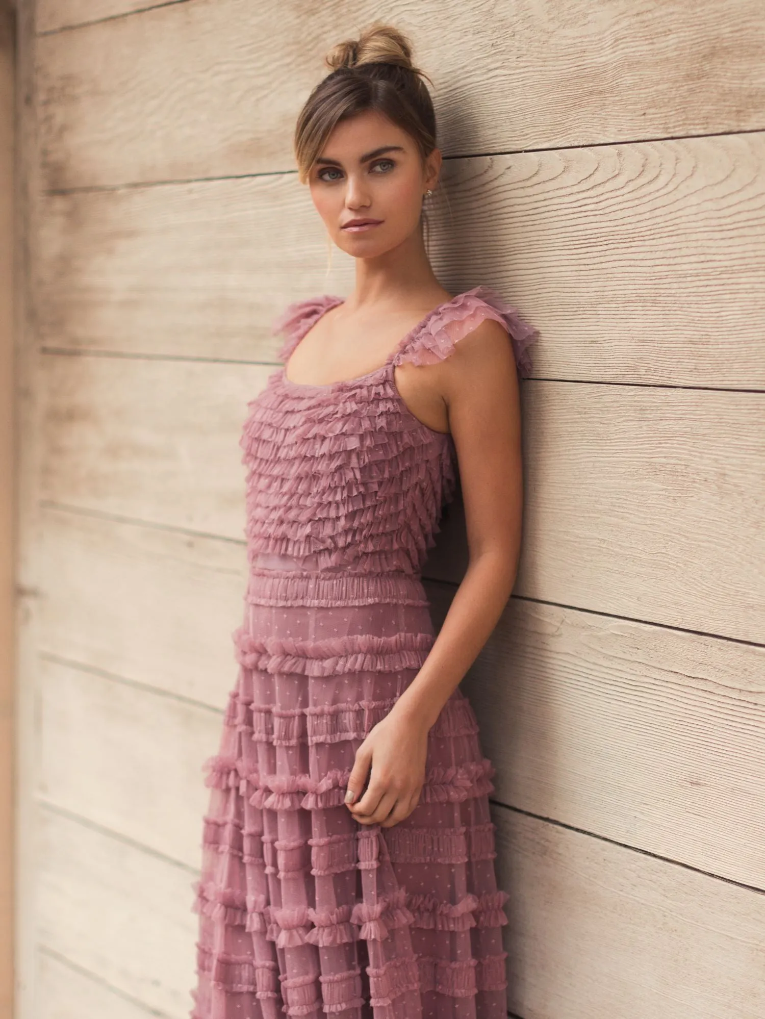 Pink Tiered Ruffle Cap Sleeve Gown sold by Mac Duggal product image thumbnail 5