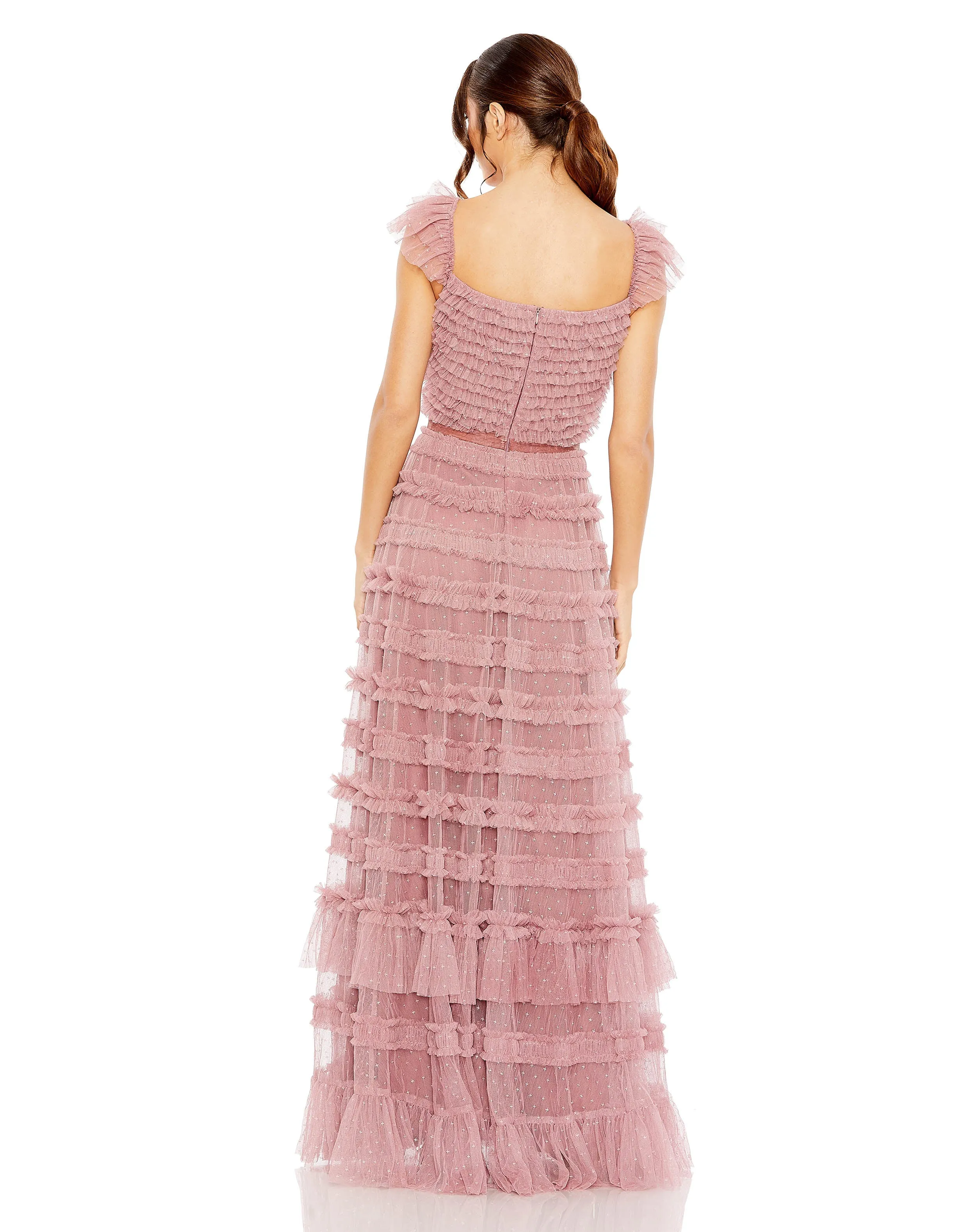 Pink Tiered Ruffle Cap Sleeve Gown sold by Mac Duggal product image thumbnail 3