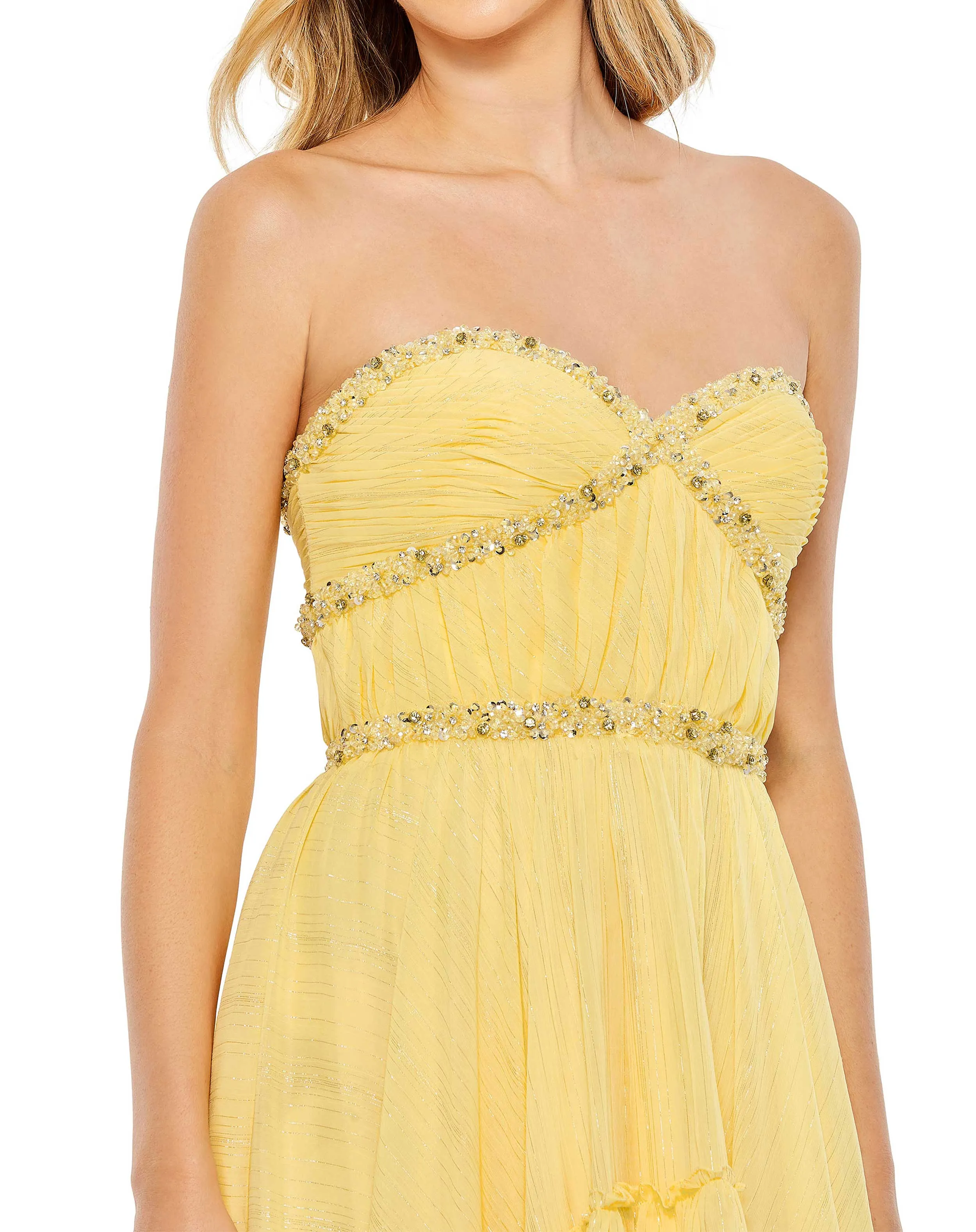 Yellow Beaded Ruffle High Low Gown sold by Mac Duggal product image thumbnail 2