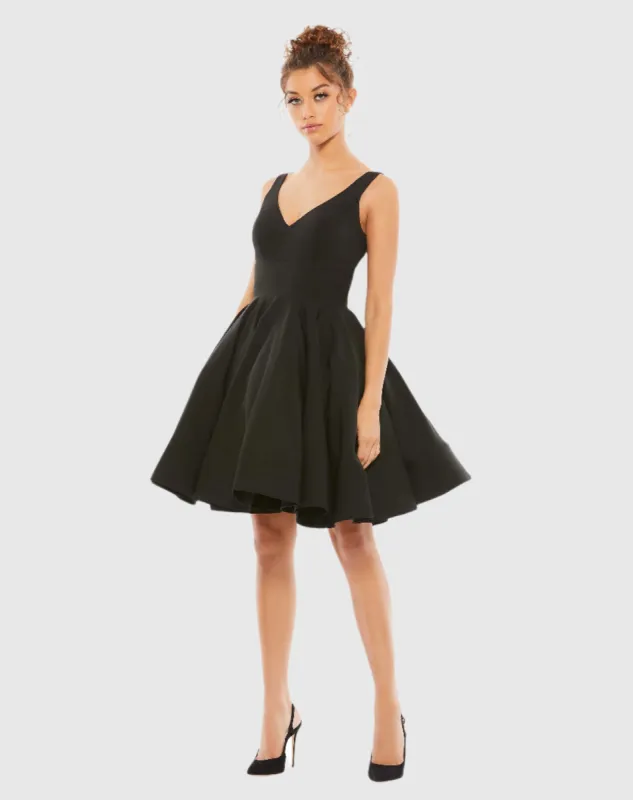 Black Sequin V Neck Fit & Flare Mini Dress sold by Mac Duggal