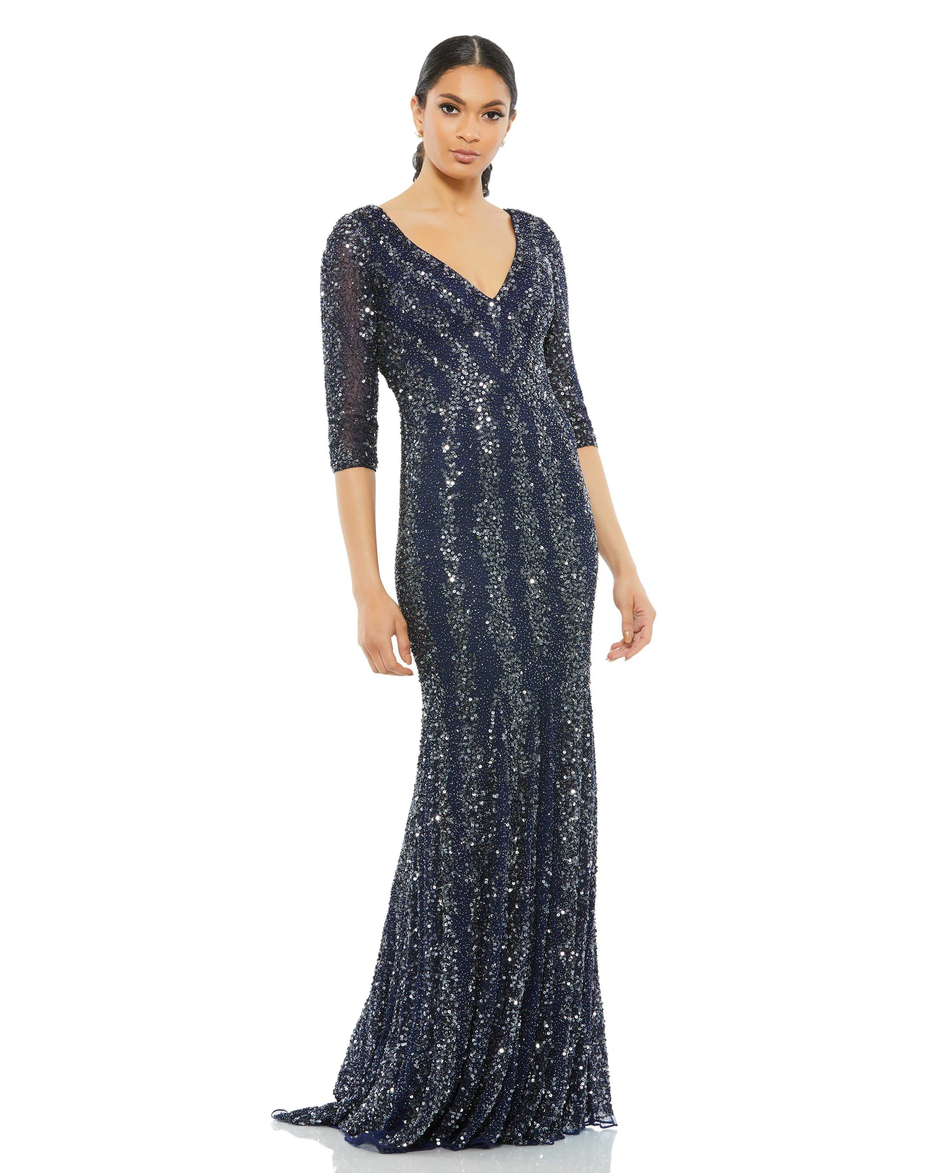 Three-Quarter Sleeve Embellished Gown - FINAL SALE sold by Mac Duggal