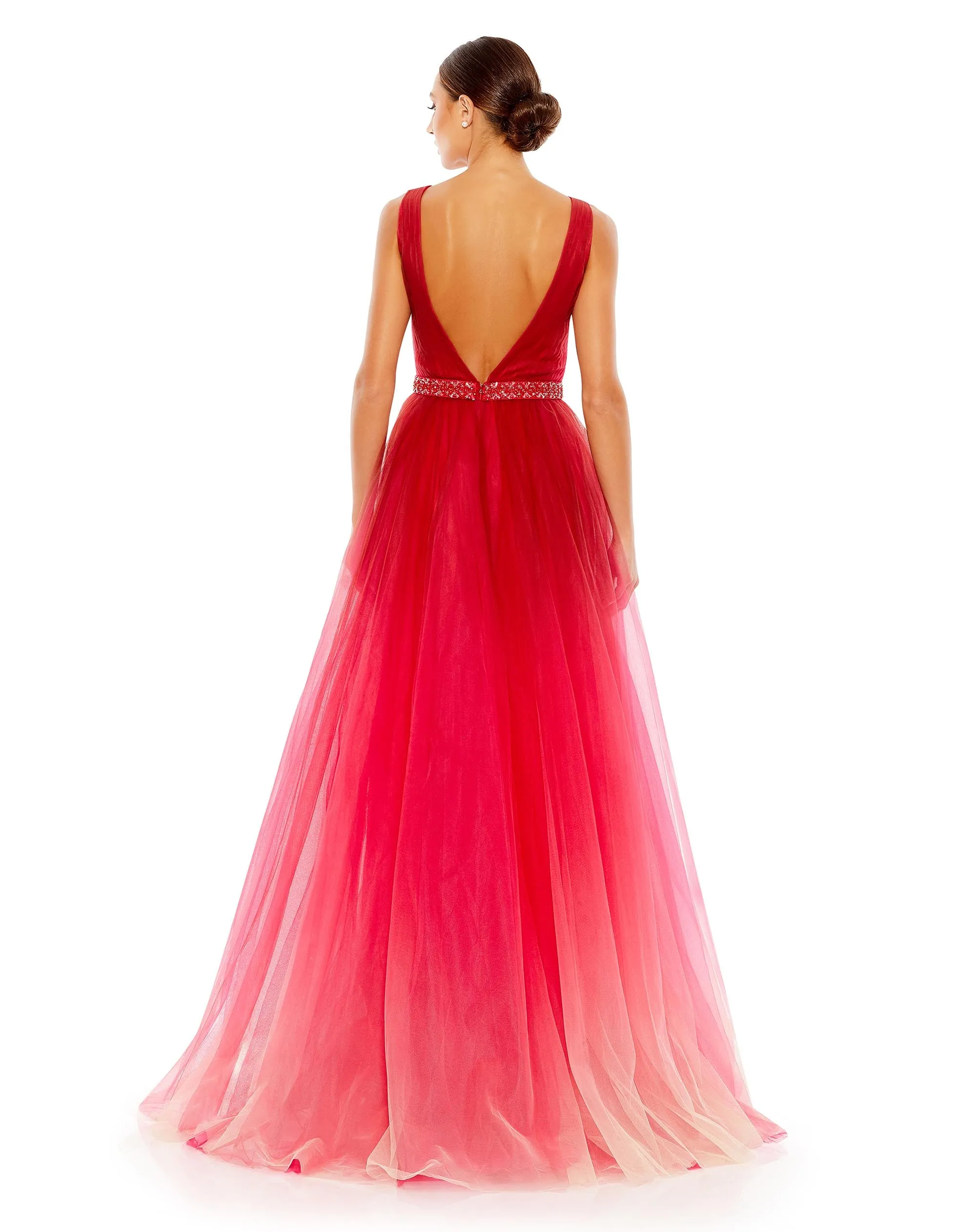 Red Beaded Belt Wrap Over Sleeveless Ballgown - FINAL SALE sold by Mac Duggal product image thumbnail 3