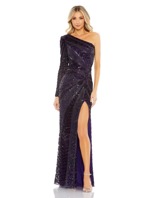 Embellished Illusion One Sleeve Gown sold by Mac Duggal