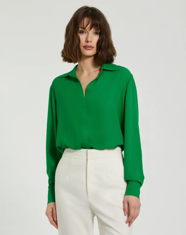 The Bentley Long Sleeve Button Up Georgette Blouse - FINAL SALE sold by Mac Duggal