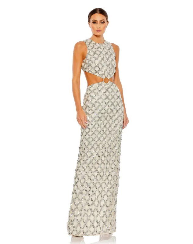 Embellished High Neck Cut Out Gown sold by Mac Duggal