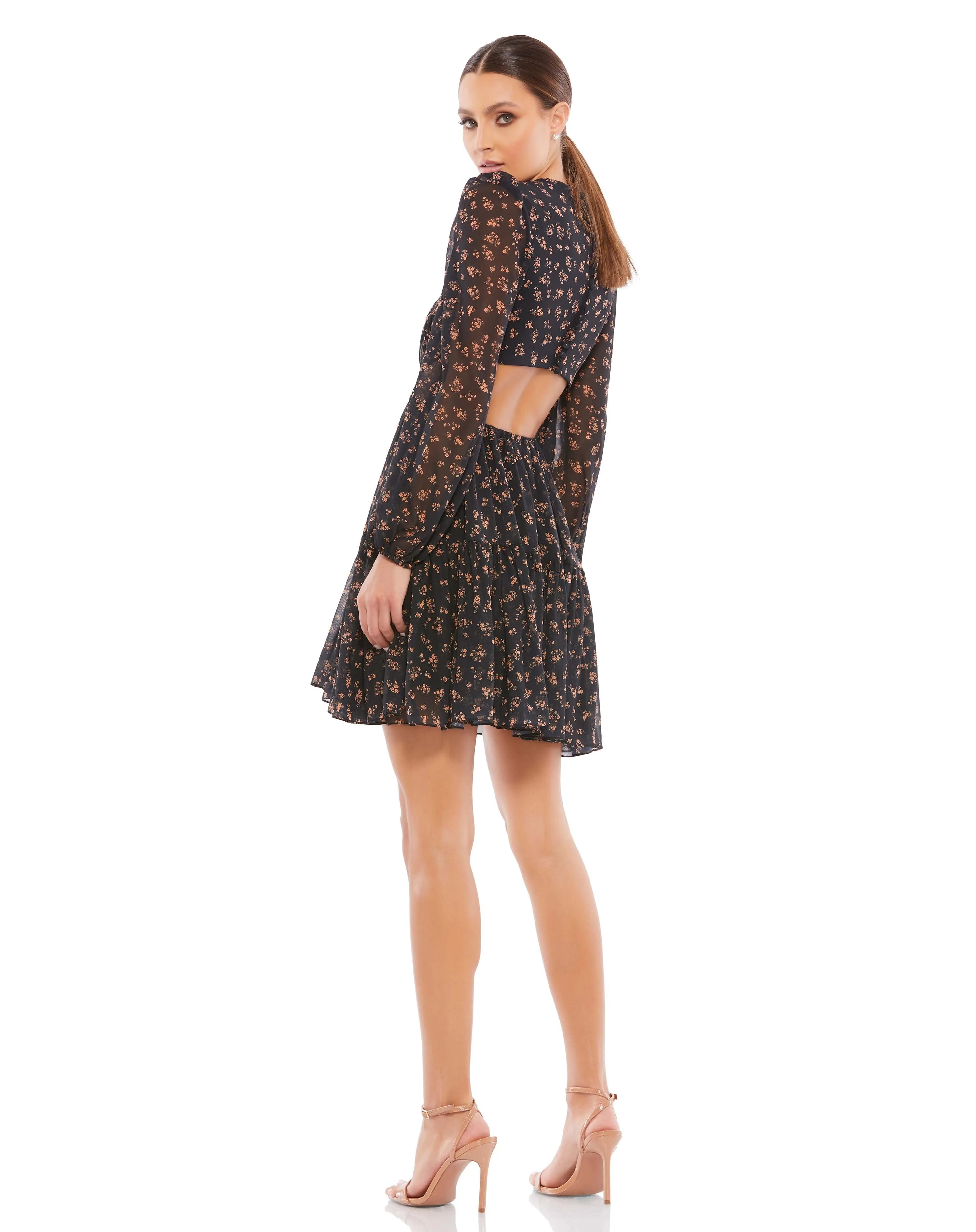 Black Front Bow Cut Out Long Sleeve Dress sold by Mac Duggal product image thumbnail 3