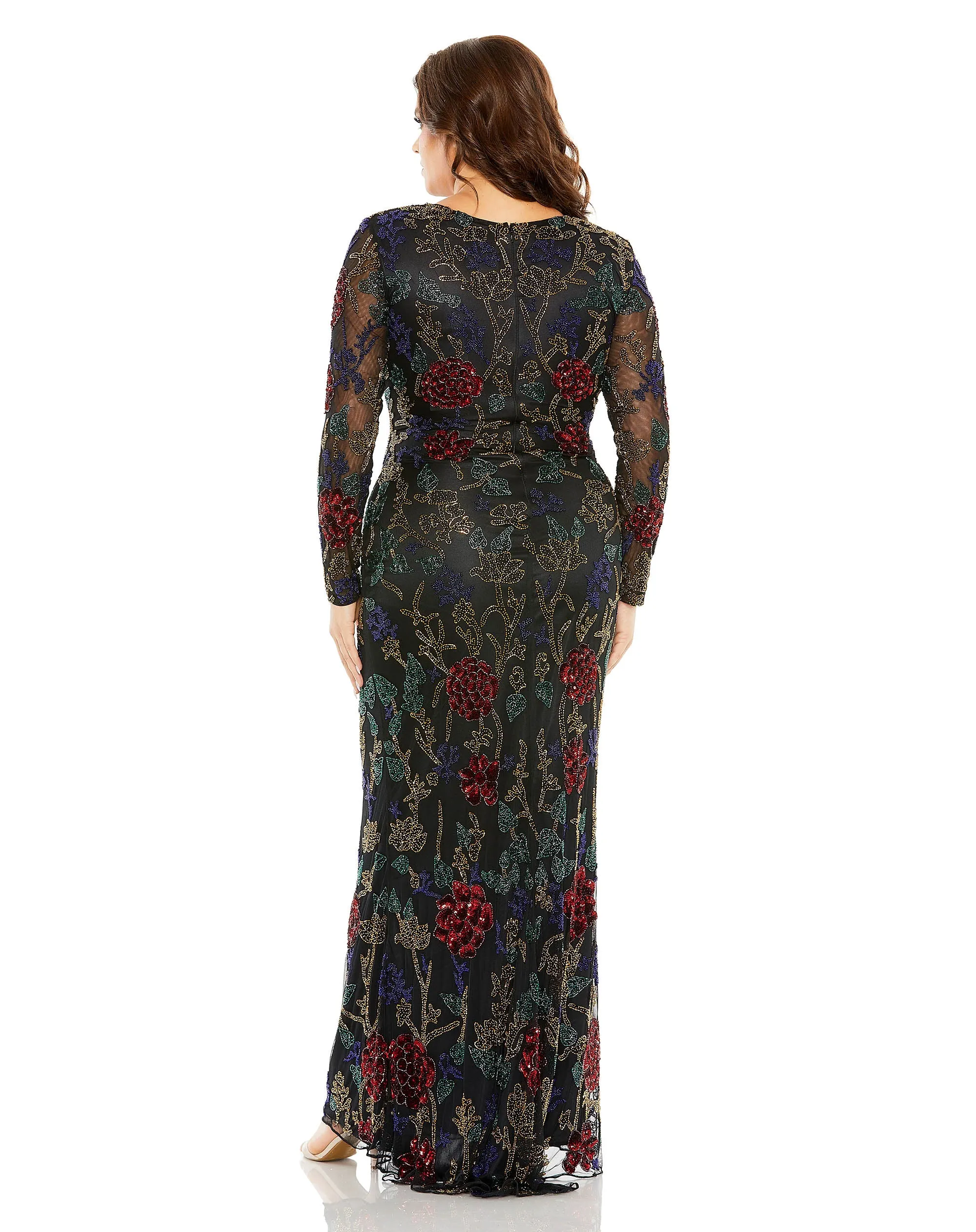 Black High Neck Beaded Embellished Gown sold by Mac Duggal product image thumbnail 3