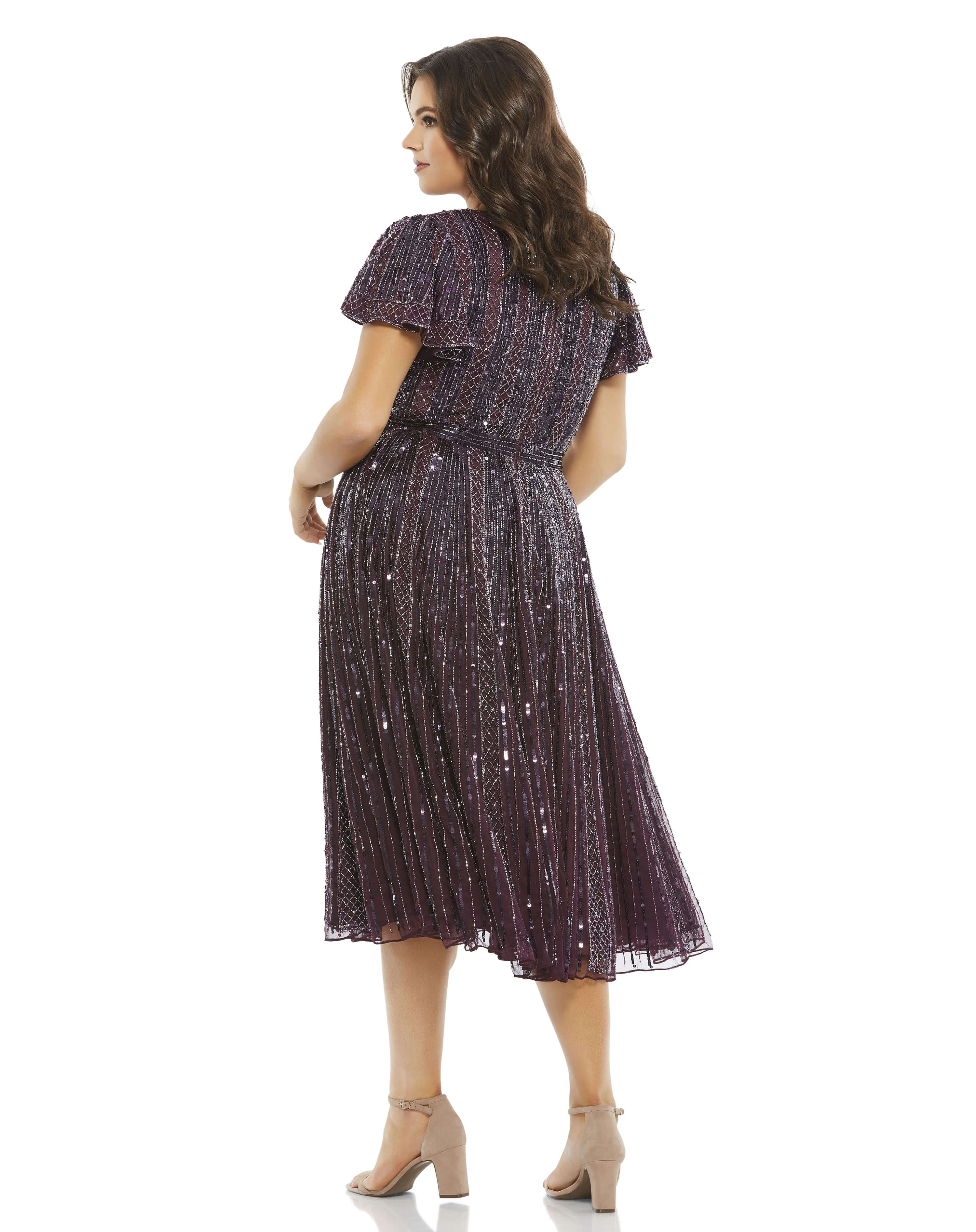 Embellished Butterfly Sleeve V-Neck Cocktail Dress (Plus) sold by Mac Duggal product image thumbnail 3