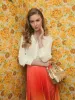The Bentley White Long Sleeve Button Up Georgette Blouse - FINAL SALE sold by Mac Duggal
