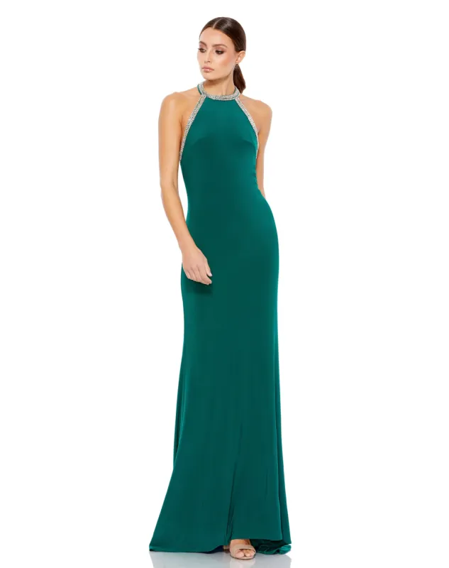 Halter Rhinestone Accented Evening Gown sold by Mac Duggal