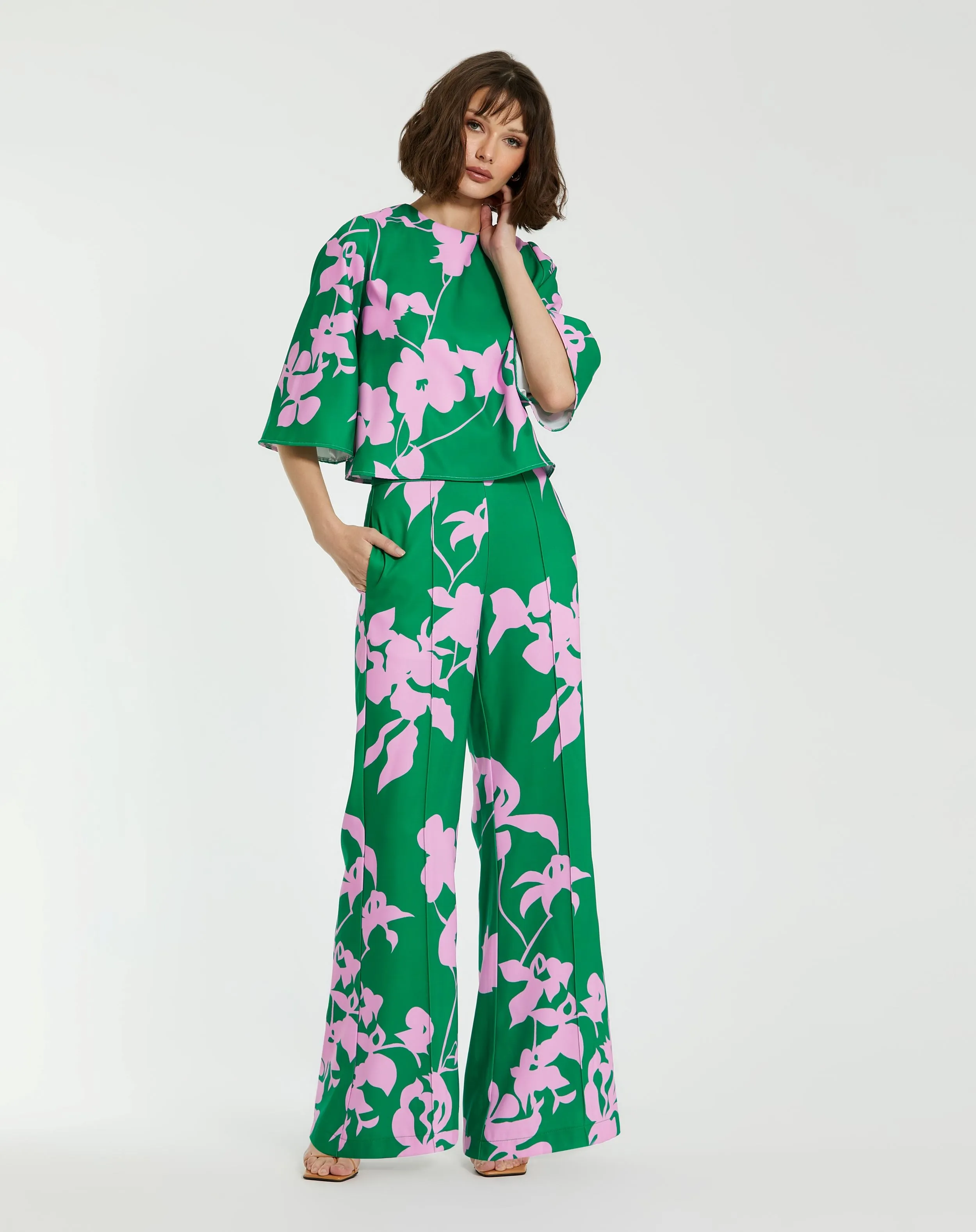 Printed High Waisted Wide Leg Trouser Pant sold by Mac Duggal product image thumbnail 3