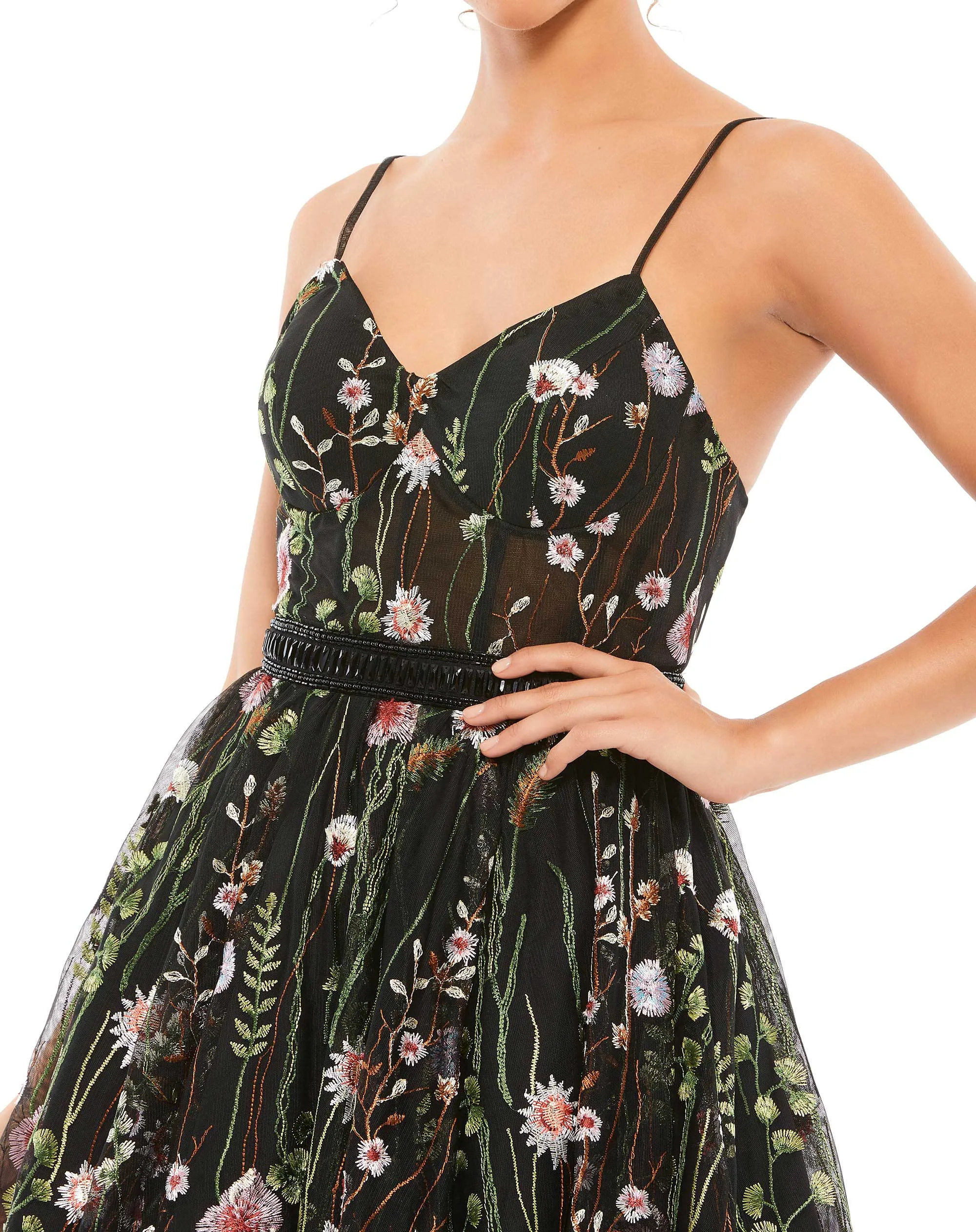 Floral Embroidered Bustier A-line Dress sold by Mac Duggal product image thumbnail 4