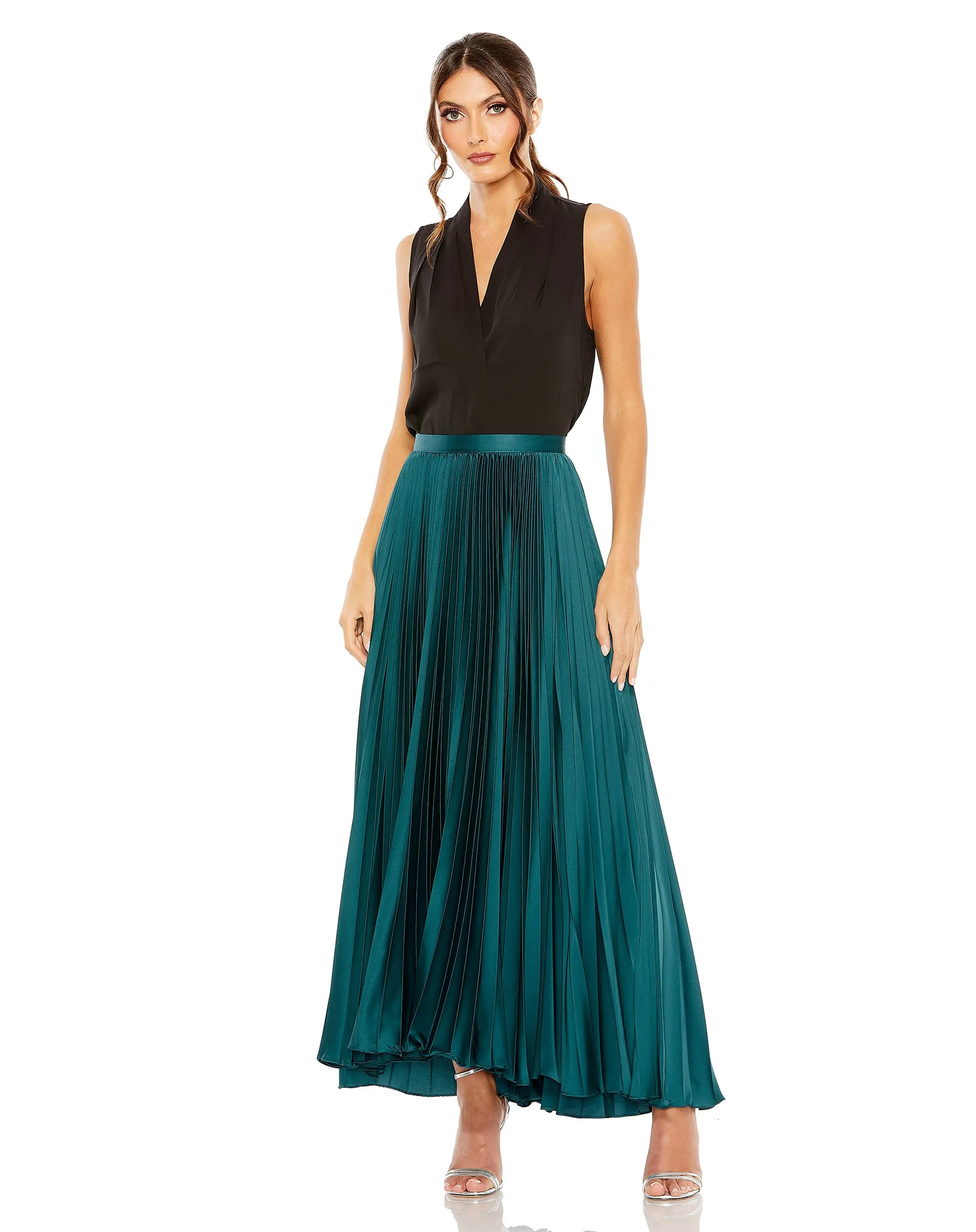 Blue Pleated Satin Maxi Skirt sold by Mac Duggal product image thumbnail 3