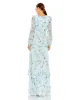 Ruffle Tiered Floral Print Illusion Long Sleeve Gown sold by Mac Duggal