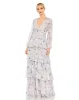 Ruffle Tiered Floral Print Illusion Long Sleeve Gown sold by Mac Duggal