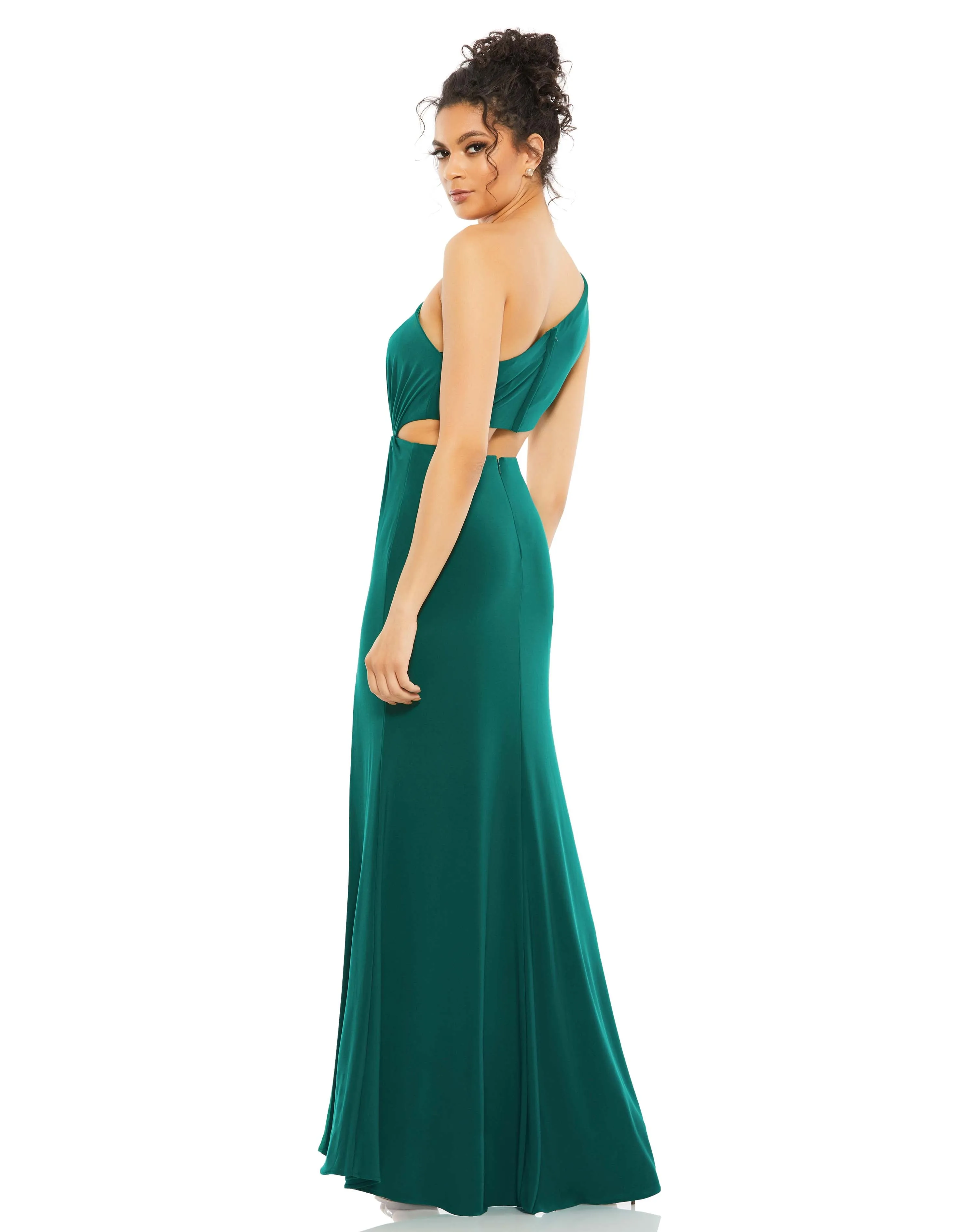 Black One Shoulder Ruched Cut Out Jersey Gown - FINAL SALE sold by Mac Duggal product image thumbnail 2