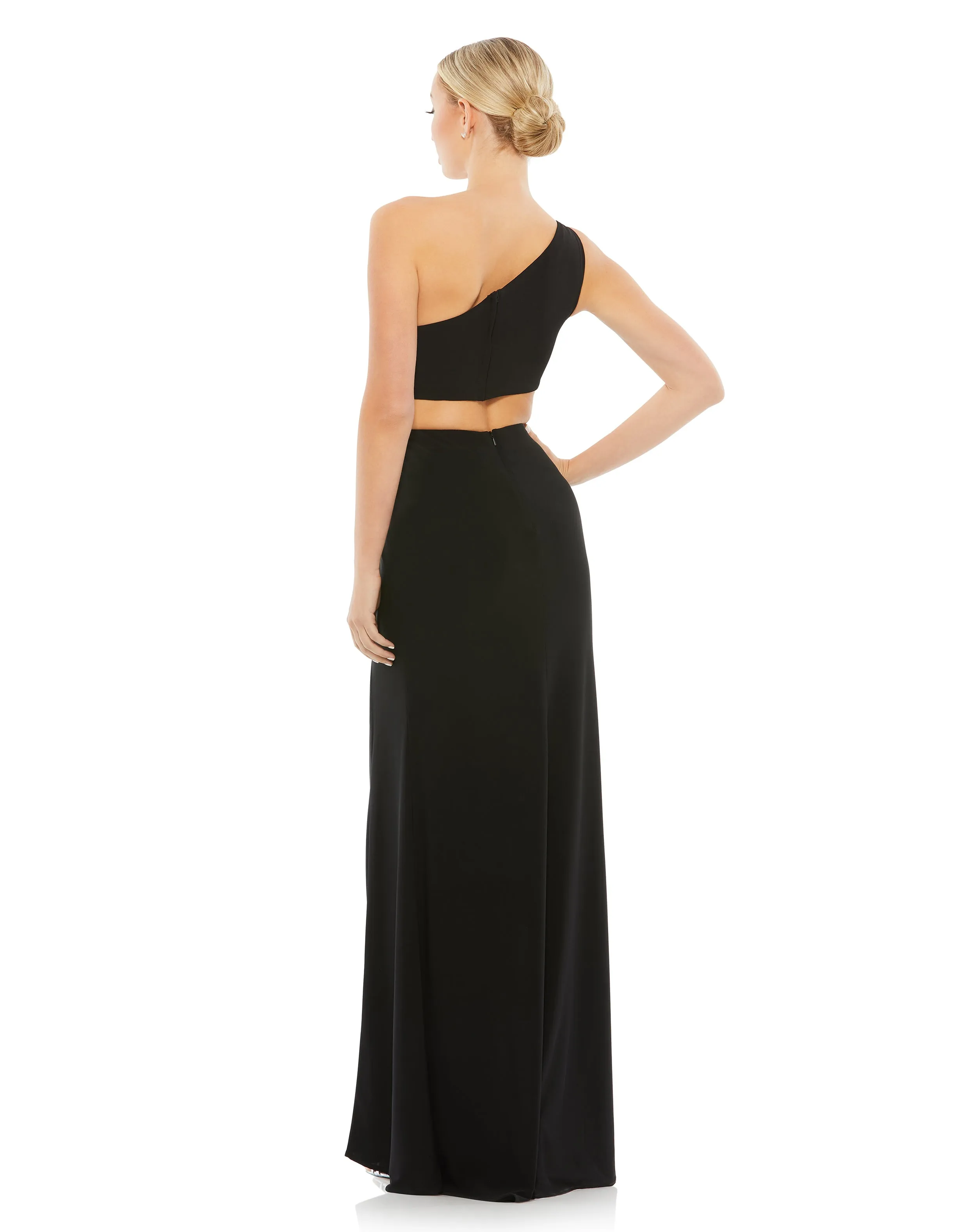 Black One Shoulder Ruched Cut Out Jersey Gown - FINAL SALE sold by Mac Duggal product image thumbnail 5