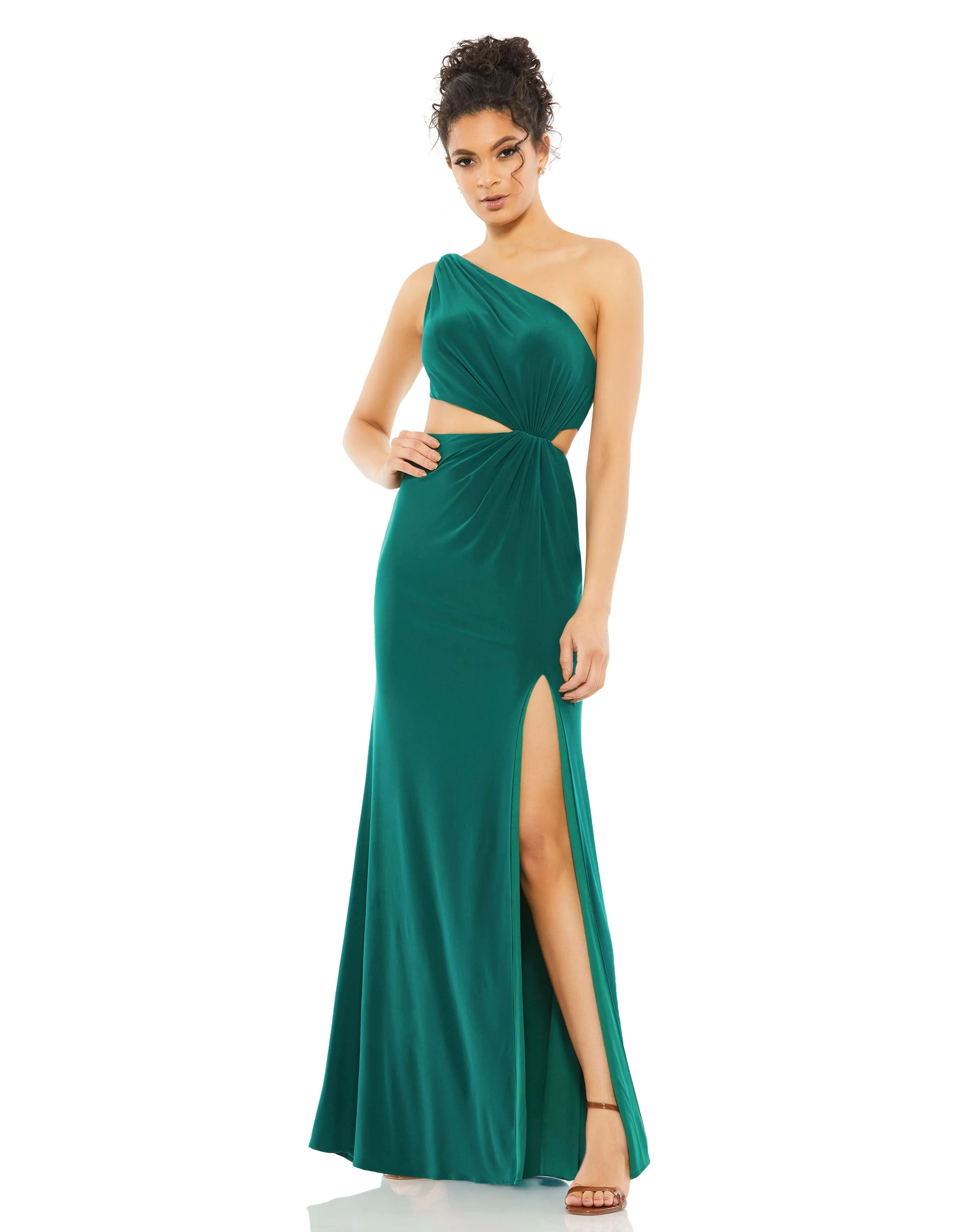 Black One Shoulder Ruched Cut Out Jersey Gown - FINAL SALE sold by Mac Duggal