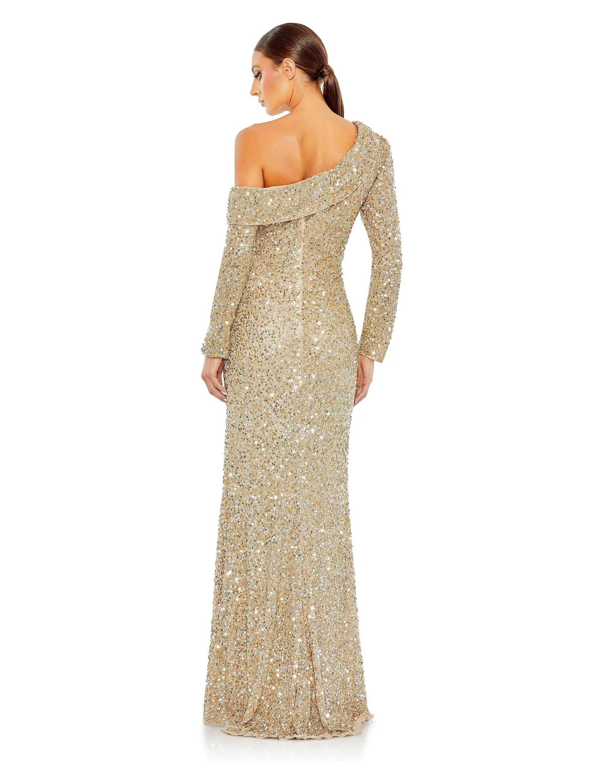 Sequined One Shoulder Evening Gown sold by Mac Duggal product image thumbnail 3