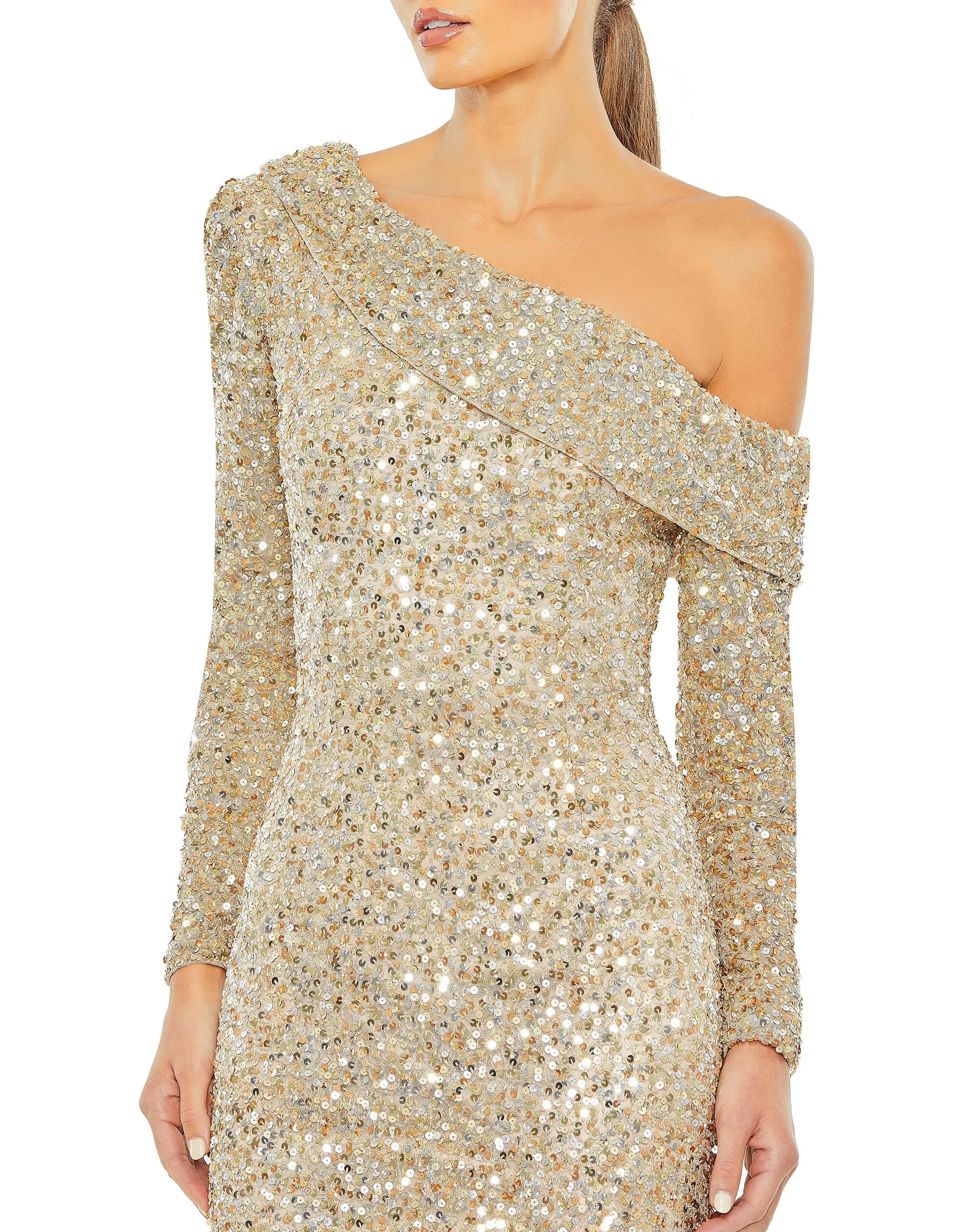 Sequined One Shoulder Evening Gown sold by Mac Duggal product image thumbnail 2