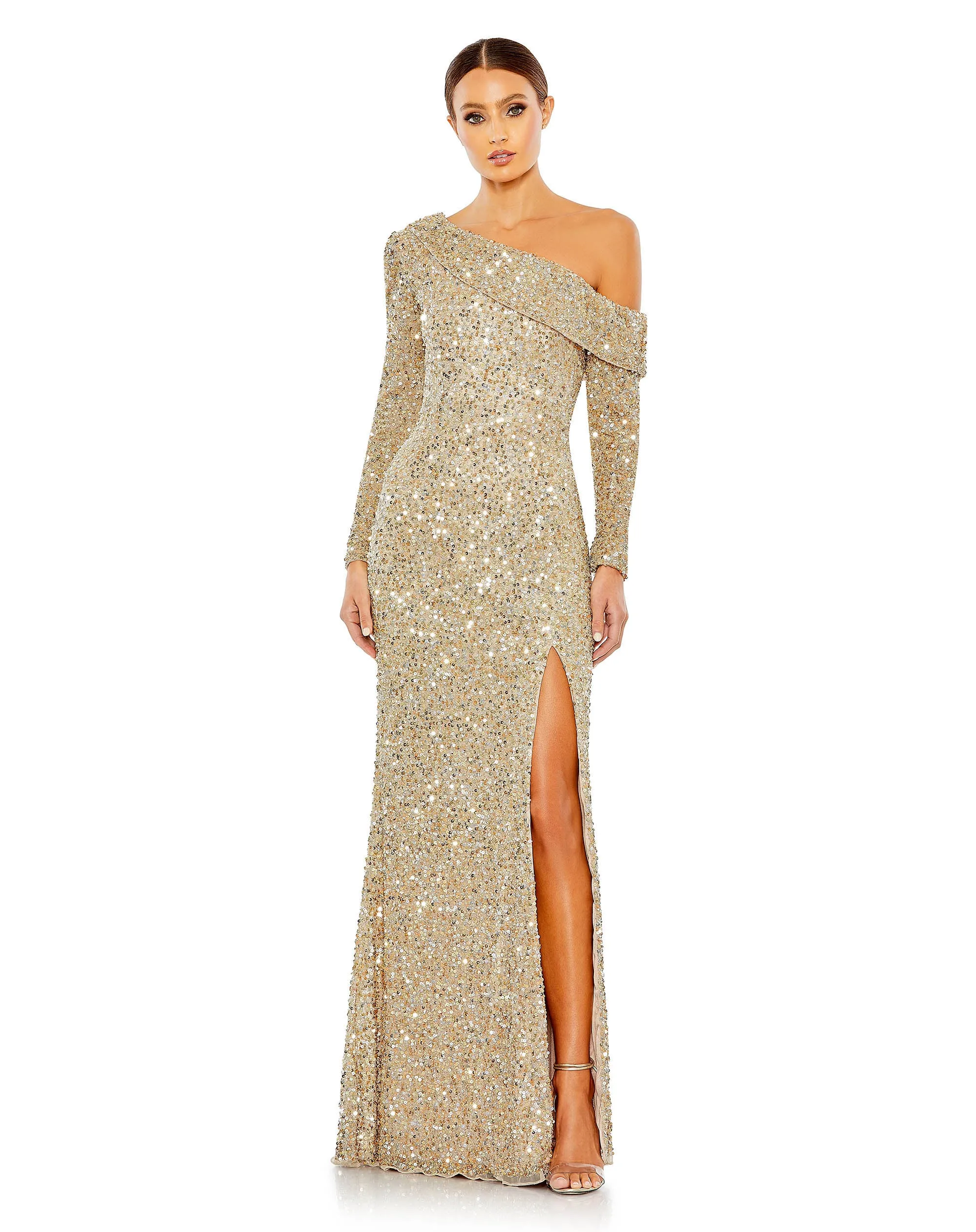 Sequined One Shoulder Evening Gown sold by Mac Duggal