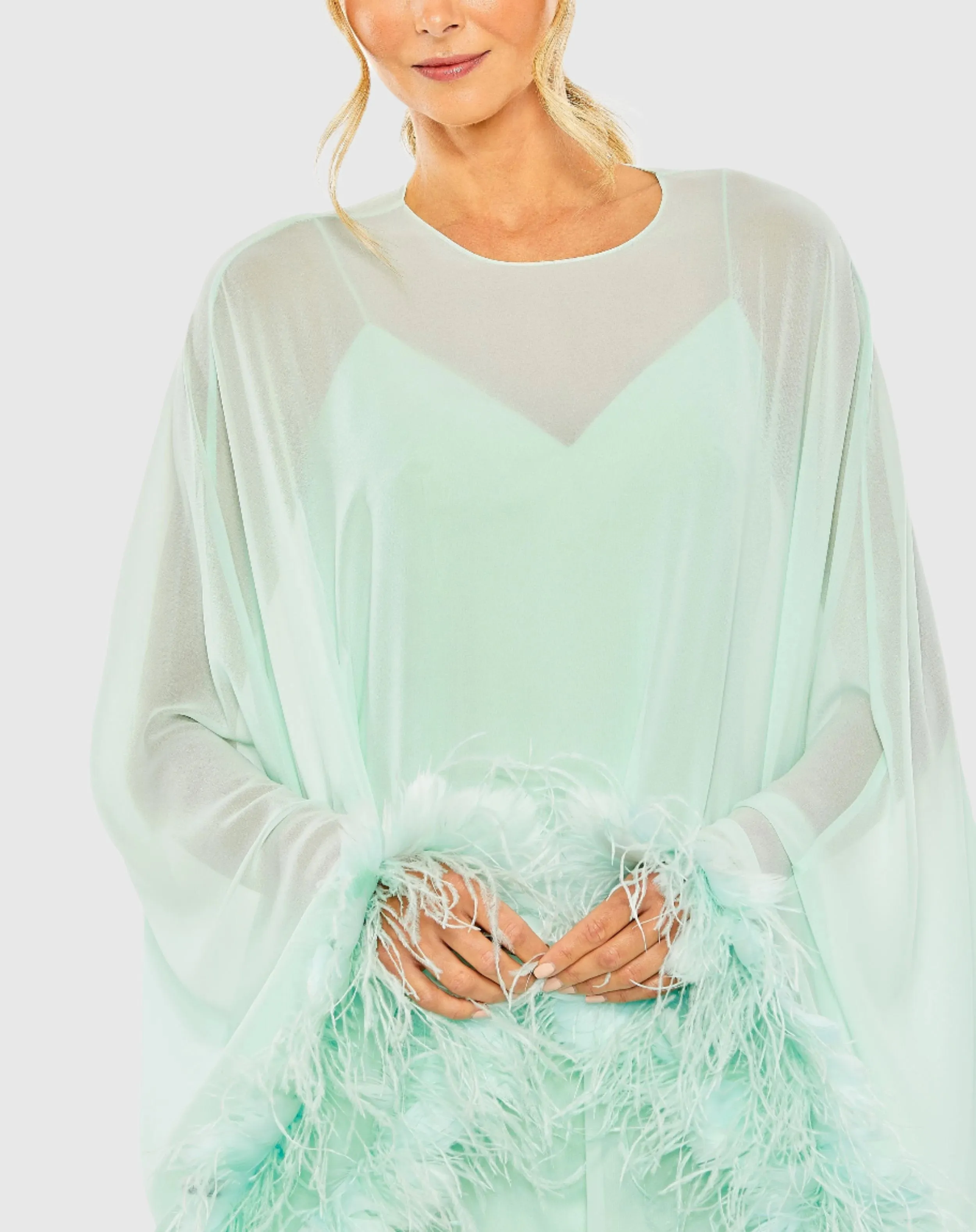 Black Trapeze Feather Trim Mini Dress sold by Mac Duggal product image thumbnail 5