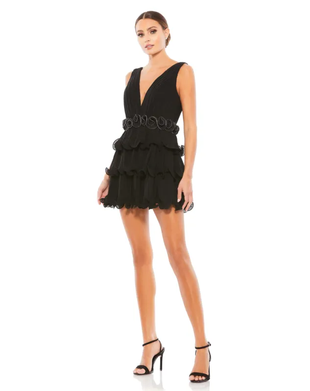 Pleated Tiered Ruffle Mini Dress sold by Mac Duggal