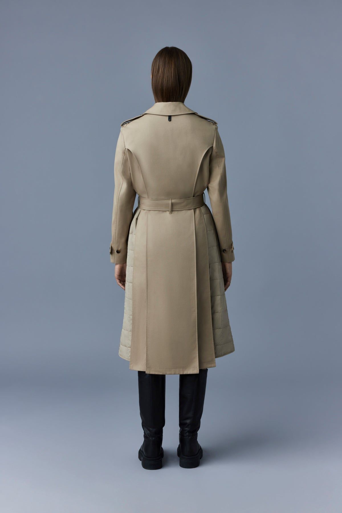Mackage＊ASTRID Mixed media trench coat＊トレンチコート Mackage Astrid Mixed Media Belted Trench Coat | Neiman Marcus